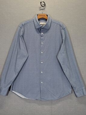 Bugatchi Shirt 8 Way Stretch Mens Large Multicolor Check Button Up Long Sleeve